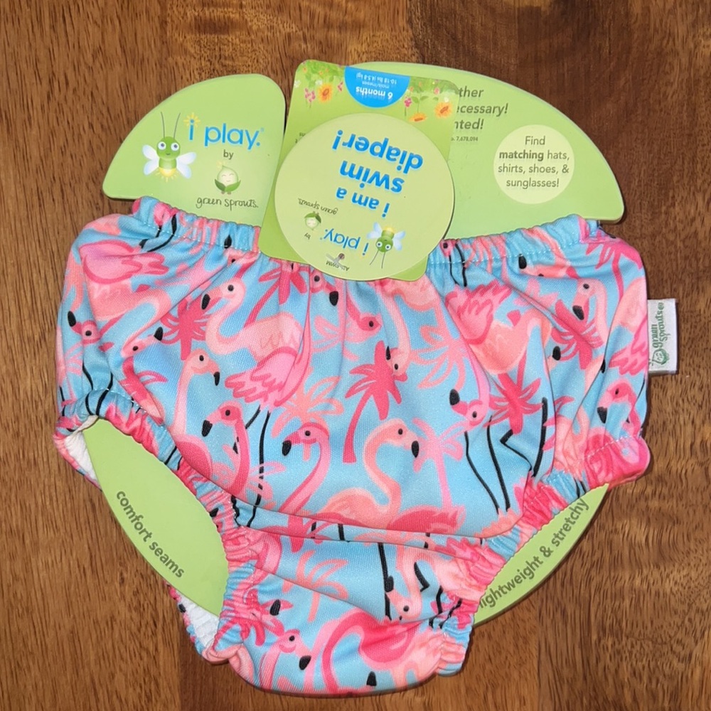 Green sprouts i play swim diaper flamingo print